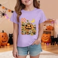 thumbnail image 2 of CAUYDY Kids Girls Halloween T-Shirts Tee, Short Sleeve Cute Pumpkin Ghost Daisy Print Crew Neck Fall Casual Tops for Kids Sizes 5-6 Years, 2 of 5