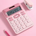 thumbnail image 3 of BZPIZ Back to S-chool Supplies Pink Calculator Solar Battery Dual Power Office Calculator with Cover, Metal Panel for K_ids Home S-chool, 3 of 9