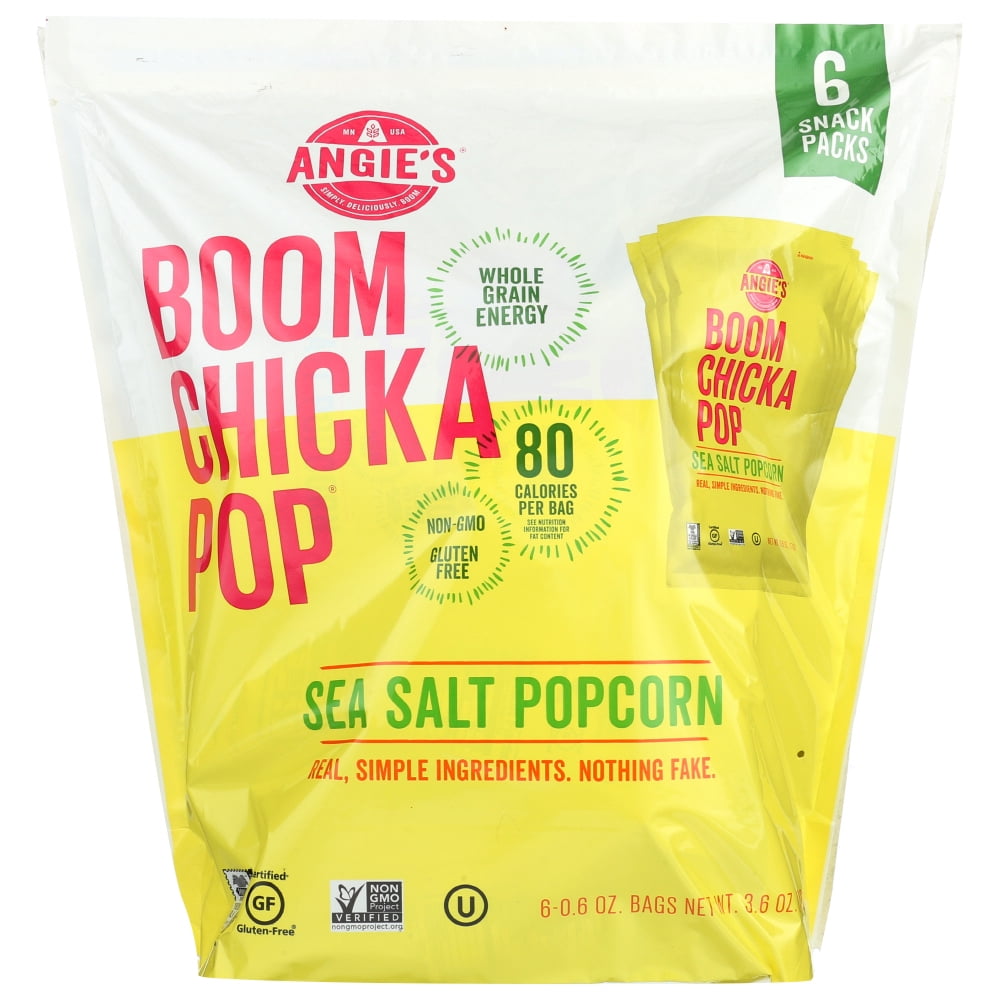 Angie'S Kettle Corn Popcorn Boomchickapop Sea Salt, 6/.6 Oz