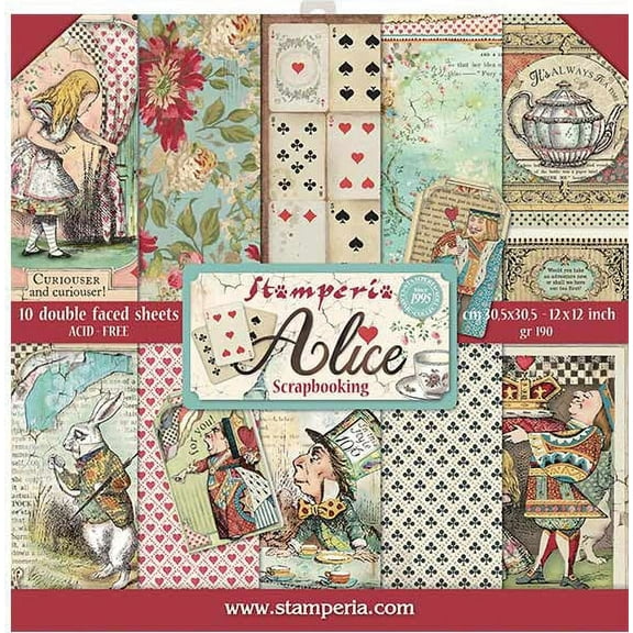 Stamperia Double-Sided Paper Pad 12"X12" 10/Pkg-Alice, 10 Designs/1 Each