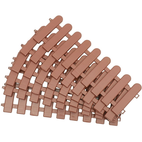 OFFIGAM 6-Piece Brown Plastic Garden Fence Set Small Decorative Fencing for Garden Yard Patio Landscaping