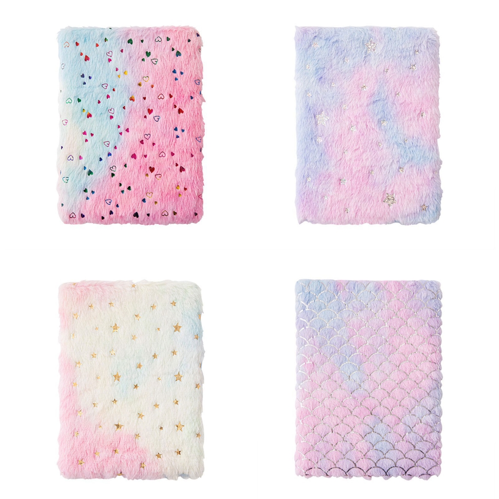 Jesscasday 2x A 4 Notepads Plush Notebook Stationery Notebooks Journal Notebook Gradient Notebook Travel Notepads for School Office