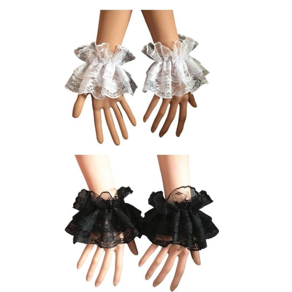 Giaone 2Pair Lace Flower Arm Cover Wrist Cuffs Sleeves Dress Decorative Sleeves
