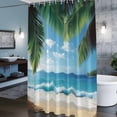 thumbnail image 3 of Coconut Tree Shower Curtains for Bathroom, Beach Blue Sky Sea Washable Fabric Shower Curtain with Hooks Waterproof Bathroom Decor Sets, 72 x 78 Inches, 3 of 9