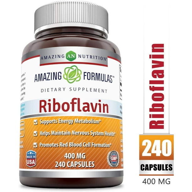 Amazing Formulas Riboflavin Dietary Supplement 400 Milligrams (240 Capsules) Promotes