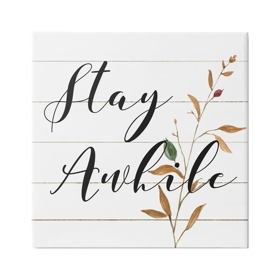 Stupell Industries Country Stay Awhile Botanical & Floral Painting Gallery Wrapped Canvas Print Wall Art, 36 x 36