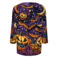 thumbnail image 5 of Halloween Tshirts Women Womens Fall Shirts Halloween V Neck 3/4 Length Sleeve Pumpkin T-Shirts Tee Tops, 5 of 5