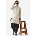 thumbnail image 7 of Royal Kurta Elegant Gold Jacquard Silk Printed Long Kurta and Black Salwar for Men, 7 of 7