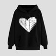 thumbnail image 2 of Oalirro Drawstring Hoodies for Women Causal Winter Long Sleeve Cute Heart Sweatshirt Valentine's Day Top for Spring, Black, 2 of 7