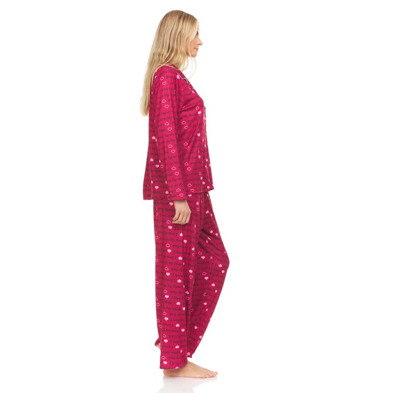 Lati Fashion Women Pajamas Set Pants and Top Long Sleeve, 2-Piece Female  Pajamas Set Red Size Medium 