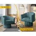 thumbnail image 4 of SEYNAR 360 Degree Swivel Velvet  Accent Chair,Upholstered Round Barrel Glam Armchairs with Wide Upholstered, Vanity Chair for Living Room(Blue), 4 of 6