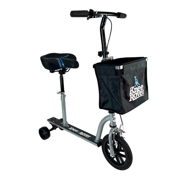 KneeRover Walk Assist - Mobility Freedom Walking Bike for Chronic Joint Pain, Seated Mobility Scooter Walker Crutch Alternative for Foot, Ankle, Knee, Leg, and Hip Injury Recovery (Silver)