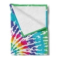 thumbnail image 2 of Rainbow Soft Flannel Fleece Throw Blanket, Digital Spiral Vortex Vibrant Rainbow Colored Sixties Ikat Psychedelic Pattern, Cozy Plush for Indoor and Outdoor Use, 50" x 70", Multicolor, by Ambesonne, 2 of 5