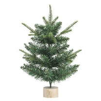 13.77In Green Flocked Artificial Christmas Tree with Wooden Stand,Mini Tabletop Xmas Pine Tree for Indoor Outdoor Holiday Decoration, Christmas Village DIY Crafts, Party Centerpiece, Mantel Decor