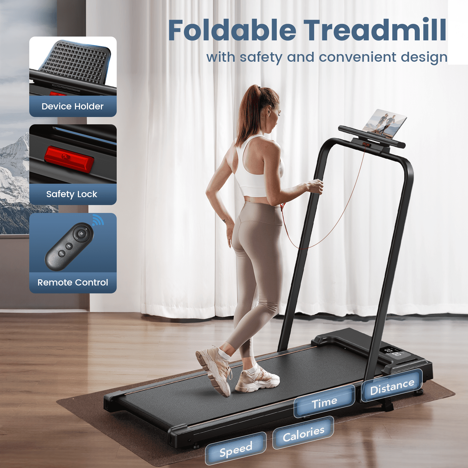 Treadmill 2 in 1 for Home/Office with Incline,Patbrela 300 Lbs Walking Pad Treadmill with HandleBar,Under Desk Treadmill ,LED Display & Remote Control