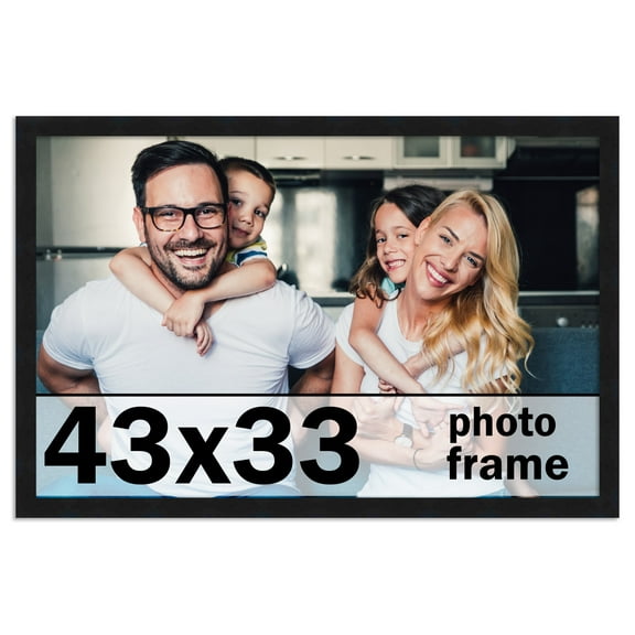 43x33 Frame Black Solid Wood Picture Frame | 0.75 Inch Moulding Width | Includes UV Acrylic
