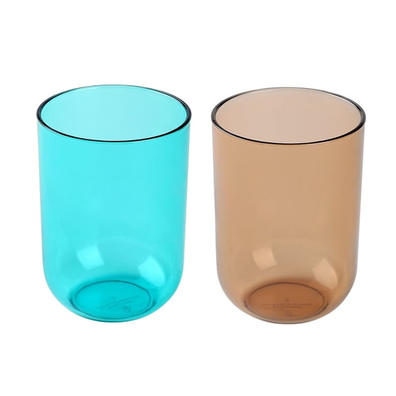 LEORX Transparent Plastic Drink Cups for Storage Sturdy Water Cups for Bathroom 2 Pcs Assorted Color