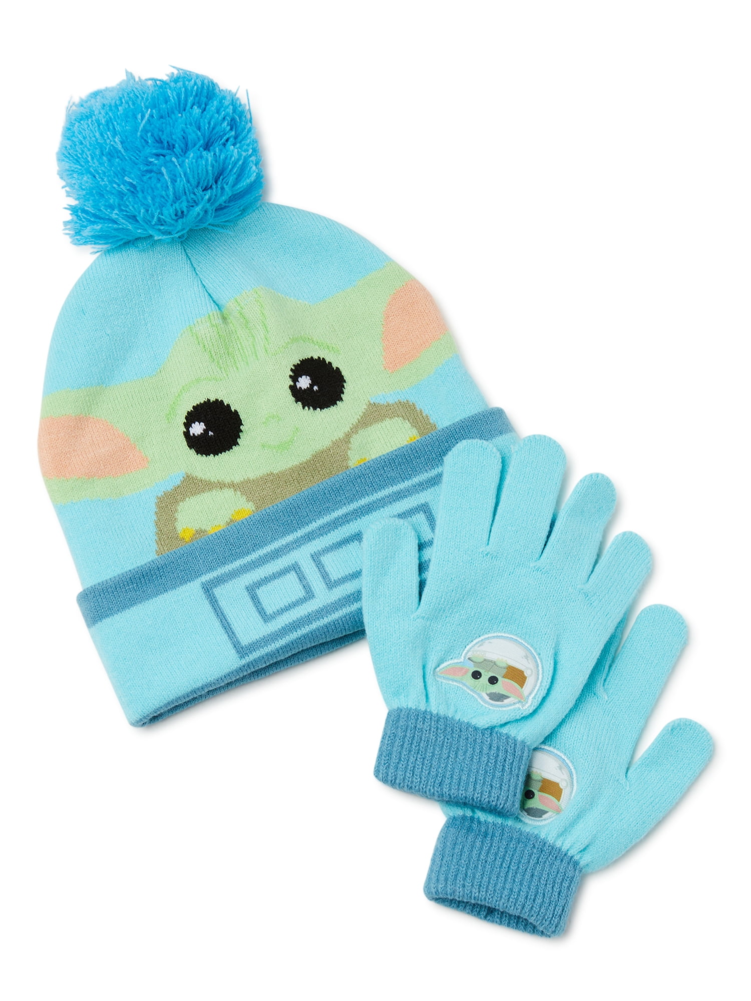Star Baby Yoda Girls Pom Beanie with Matching Gloves, 2-Piece Set - Walmart.com