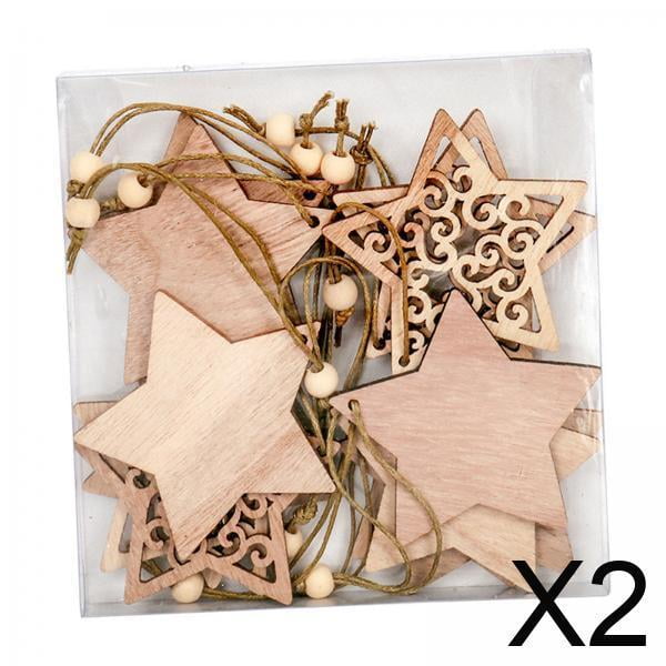Colgante Hueco De Madera Para árbol De Navidad, 2x10 Uds., Con Cuerdas Para Decoración De Invierno, Estrella