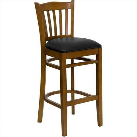 Slat Back Bar Stool 29", Cherry and Black