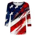 thumbnail image 6 of Conairie 4th of July T Shirt Women Crew Neck Loose 3/4 Sleeve Patriotic Shirts With Flag Stars Stripes Holiday Commemorative Tops Red XXXXXL, 6 of 6