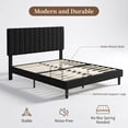 thumbnail image 3 of Zerduos Full Size Bed Frame with Headboard, Fully Upholstered Mattress Foundation Bedframe, Wooden Slats Support, No Box Spring Needed, Black, 3 of 7