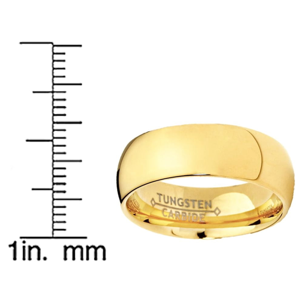Metal Masters Mens 7mm 18K Goldtone Plated Dome Tungsten Ring Wedding Band
