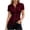 Wine, variant on Button down Shirts for Women Lapel Collared Trim Waist Short Sleeve Slim Fitted Summer Business Casual Work Tops