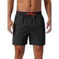 thumbnail image 1 of INSPIRAR CHIC Pantalones Cortos de Playa para Hombre de Verano con Cintura Elástica y Cordón, Forro de Malla, 30 Negro, 1 of 5