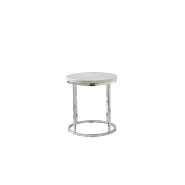 CoSoTower White Marble Top Round End - White