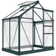 thumbnail image 3 of Outsunny 6' x 4' x 7' Polycarbonate Greenhouse, Heavy Duty Outdoor Aluminum Walk-in Green House Kit with Vent & Door for Backyard Garden, Green, 3 of 10