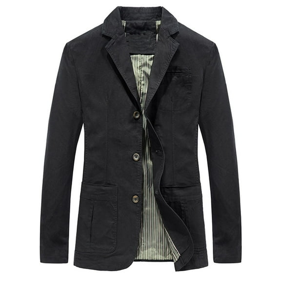 PuLe Jackets for Men Man Winter Long Sleeve Button Pockets Turn-down Collar Cotton Jacket Coat