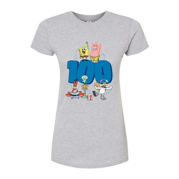 SpongeBob SquarePants - 100 Spongebob - Juniors Fitted Graphic T-Shirt