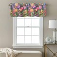 thumbnail image 3 of Window Valance for Kitchen, Tulips Lavender Peony Butterfly Flower Rod Pocket Short Curtain for Small Windows, Light Filtering Decorative Valance, 54 x 18 Inch, 1 Panel, 3 of 9