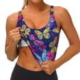 thumbnail image 4 of Lsque Paint Butterflies Printed Women'S Sports Bra, Compression, Moisture Wicking, High-Impact Sports Bra For Women,Supportive sports bra-X-Large, 4 of 9