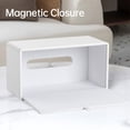 thumbnail image 3 of Tissue Box Cover Stylish PU Leather Rectangular Tissue Box Holder with Magnetic Bottom Cover for Bathroom Bedroom or Office (White), 3 of 7