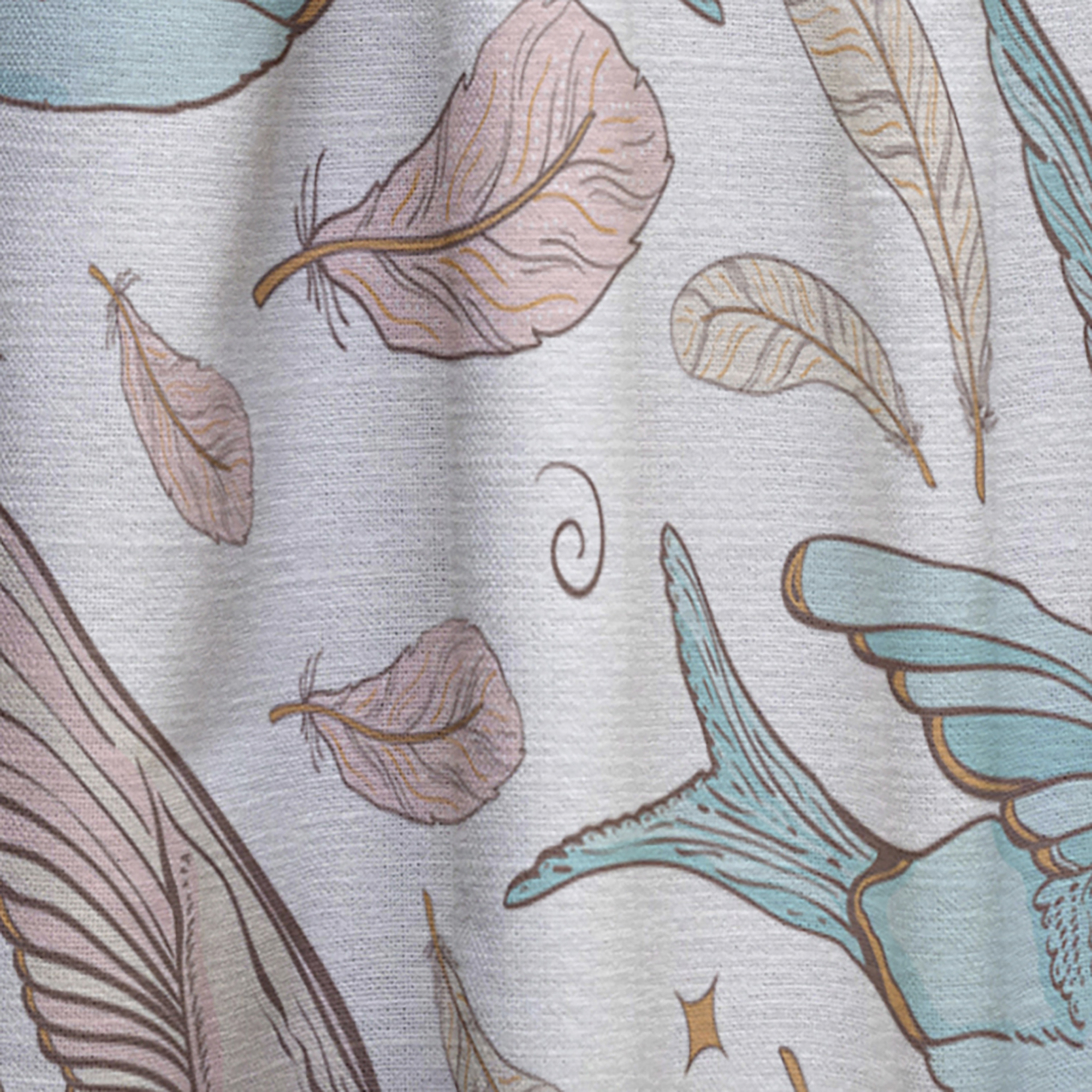 Designart 'Swallow Birds and Flowers With Pattern' Traditional White Sheer Curtain Panel