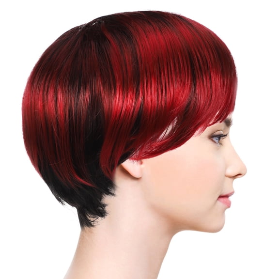 CIMAXIC Short Bob Wig with Bangs Multi 1 Color Soft Synthetic Fibers for Cosplay