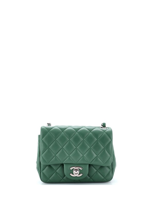 Pre-Owned Square Classic Single Flap Bag Quilted Lambskin Mini By Rebag