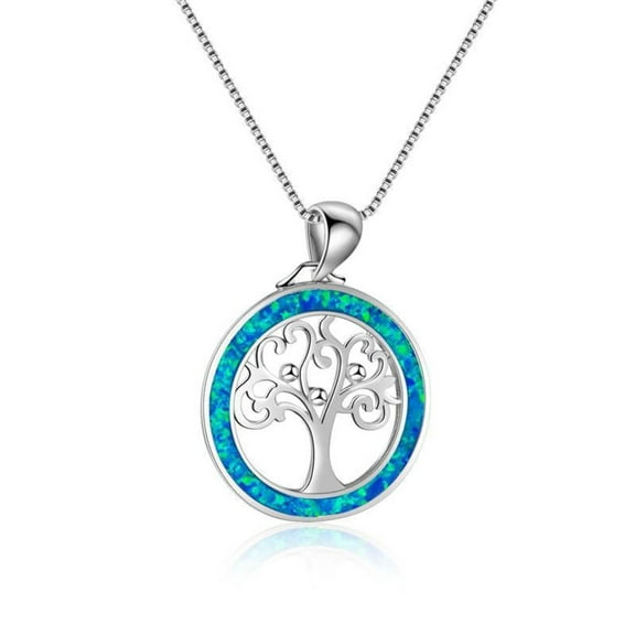 Tree of Life Blue Opal Necklace