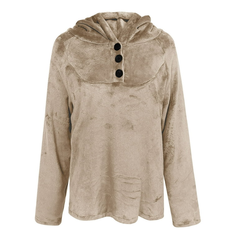 Women s 2024 Winter Fuzzy Fleece Hoodies Sweatshirts Casual Long Sleeves Shaggy Sherpa Pullover Tops With Pockets Walmart