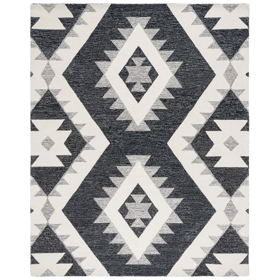 SAFAVIEH Casablanca Nelson Southwestern Wool Area Rug, Ivory/Black, 8' x 10'