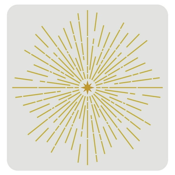 1pc Starburst Stencils 11.8x11.8 inch Shining Stars Painting Stencils Plastic Stars & Light Pattern Stencils Resuable Star Crafts DIY Home Decor Stencil for Painting on Wood Floor Wall