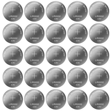 POPLIS Pack of 5/10/15/20/25/30pcs Rechargeable Button Cell Batteries 3.6V 40mAh LIR2032 LIR 2032 Coin Cells for Remote Devices