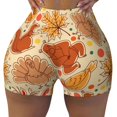 thumbnail image 2 of Logiee Autumn Animal Maple Leaves Print Women's Biker Shorts,Workout Gym Shorts,Scrunch Shorts,Tummy Control Hidden Scrunch Running Yoga Shorts-XX-Large, 2 of 8