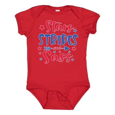 

Inktastic 4th of July Stars Stripes and Sass Blue and Red Stars Gift Baby Girl Bodysuit