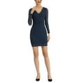 thumbnail image 2 of INSPIRE CHIC Women's Elegant Sheer Long Sleeve Lace Bodycon Mini Dress XL Navy Blue, 2 of 6