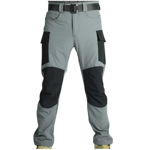 Pantalones cargo de longitud completa para hombre, casuales, de color sólido, con bolsillos y cintura elástica, de nailon.