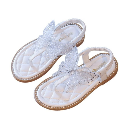 

TUOBARR 2023 Summer Savings Clearance! Baby Girl Sandals Children Girls Rhinestone Thong Sandals Soft Sole Princess Shoes Sandals Silver