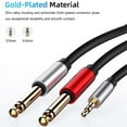thumbnail image 2 of Cable adaptador de audio de 3,5 mm a doble 6,5 mm, cable auxiliar de 3,5 a 6,5 mm, divisor de 3,5 para amplificador mezclador de guitarra, negro, plateado y rojo, 2 of 5